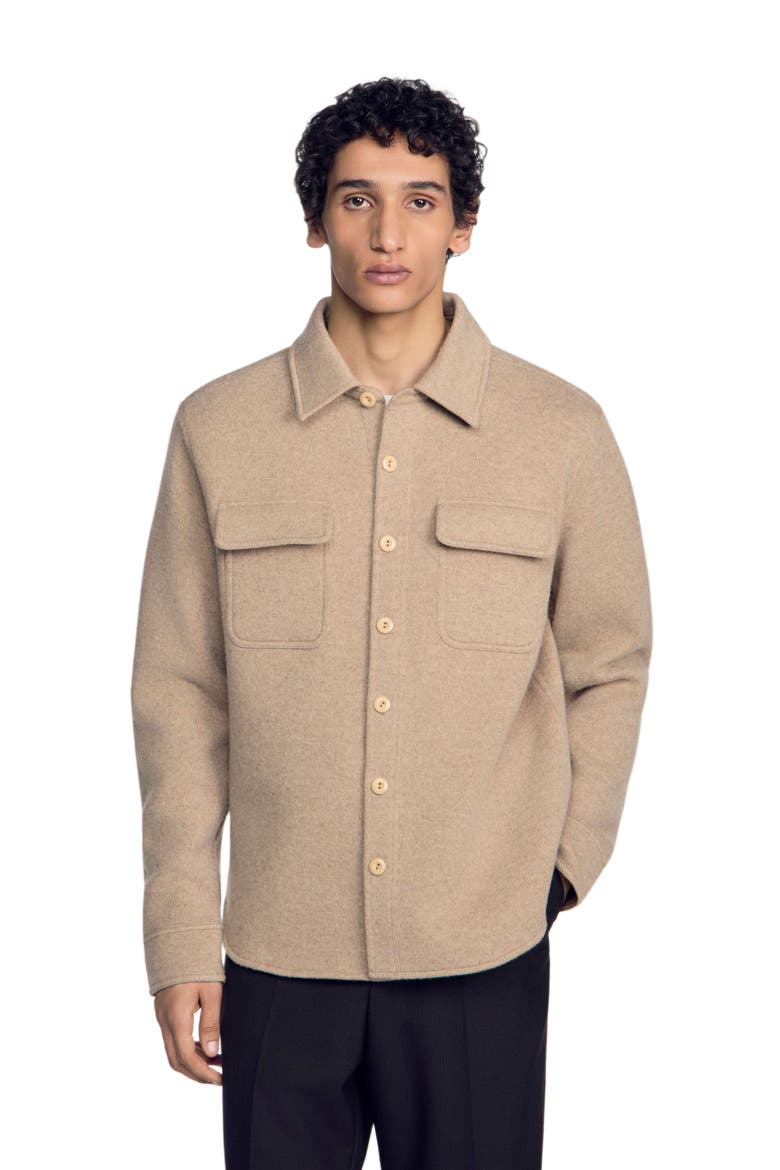 Boiled wool overshirt, Alternate, color, Beige / taupe