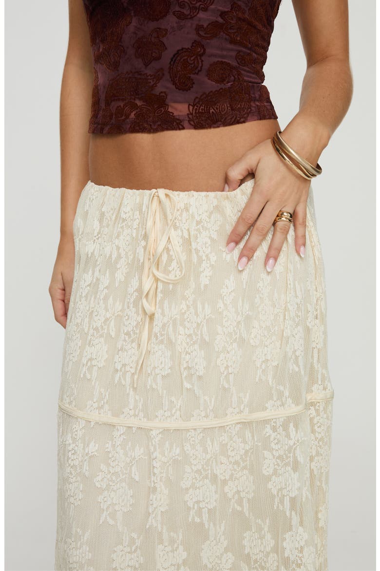 Lace Tiered Maxi Skirt, Alternate, color, LIGHT BEIGE