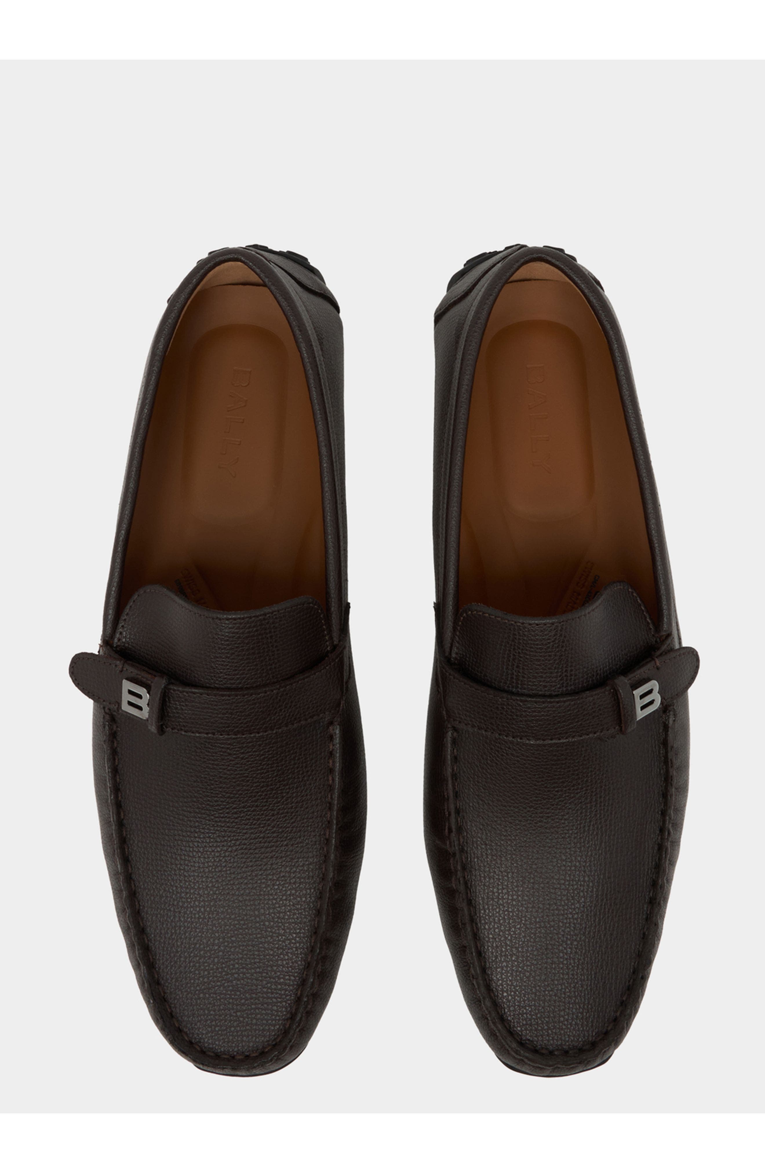 Bally Pilot Driver in Grained Leather, Alternate, color, Ebano 21