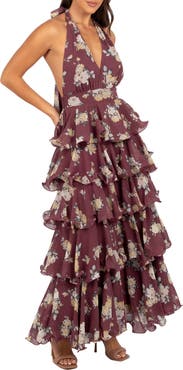 Petal & Pup Kendall Tiered Halter Neck Maxi Dress