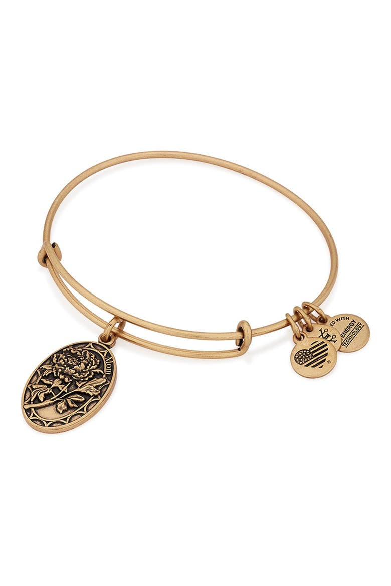'I Love You Mom' Expandable Wire Bangle, Alternate, color, GOLD
