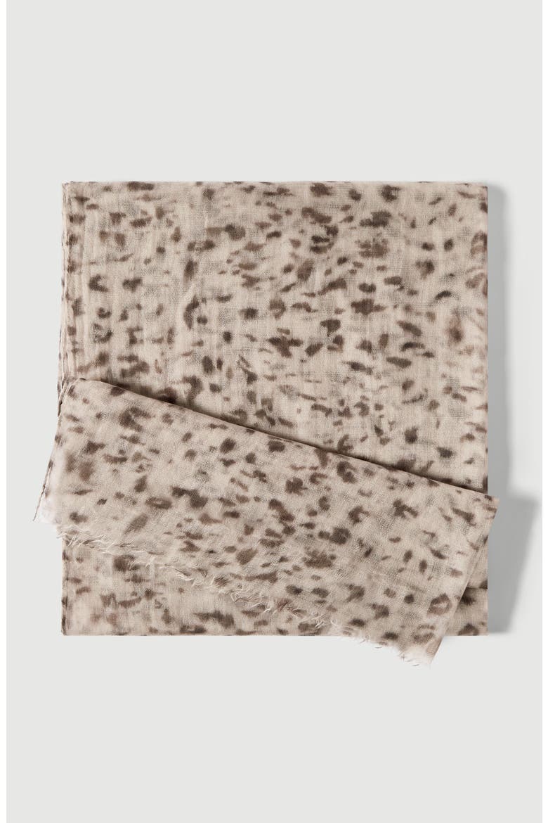 Lynx print cashmere scarf, Alternate, color, Beige