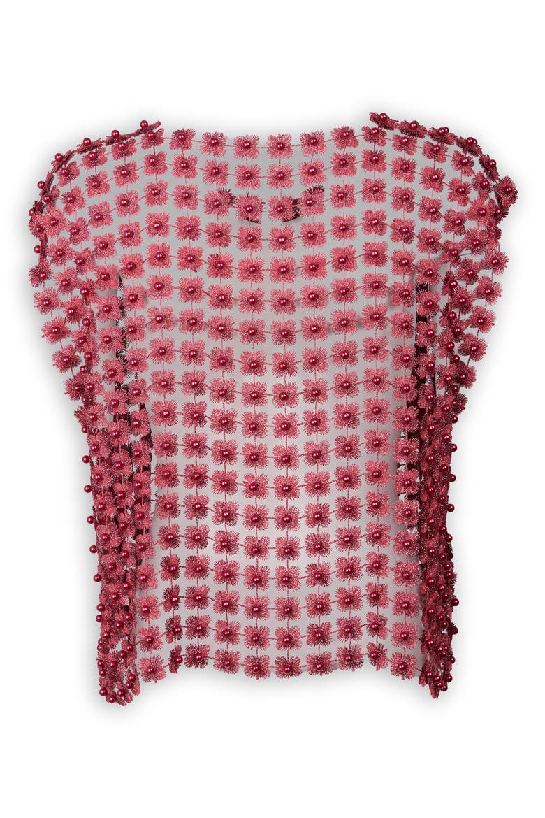 Pearly Beaded Floral Lace Top, Alternate, color, BURGUNDY
