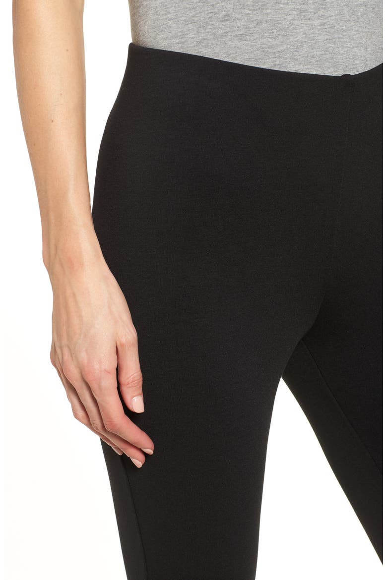 Zip Ankle Ponte Knit Leggings, Alternate, color, RICH BLACK
