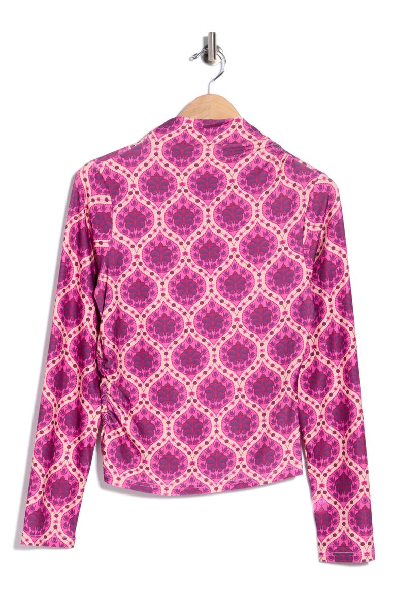 Mara Fleur Mock Neck Top, Alternate, color, BURGUNDY