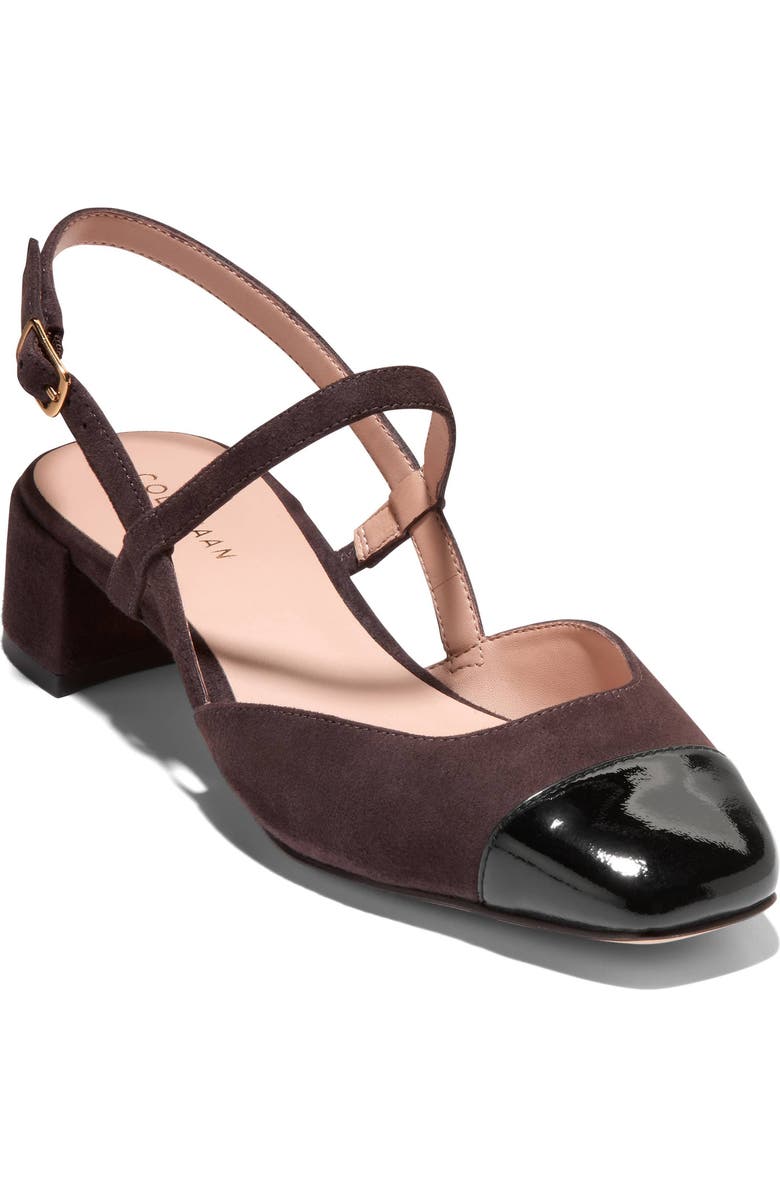 Cole Haan Pella Slingback Pump, Main, color, Dk Chocolate Suede/ Black Pat