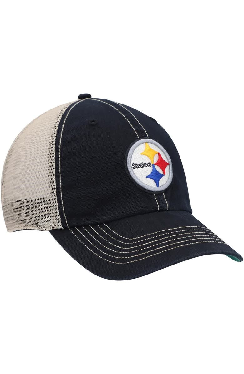 '47 Men's '47 Black/Natural Pittsburgh Steelers Trawler Trucker Clean Up Snapback Hat, Alternate, color, Black