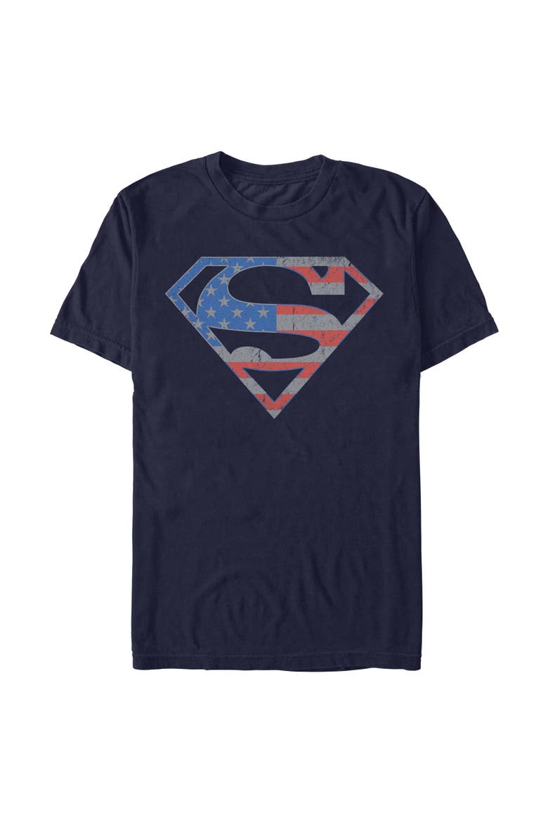 Men's Superman Stars and Stripes S Shield  Graphic T-Shirt, Main, color, Navy Blue