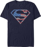 SUPERMAN Men's Superman Stars and Stripes S Shield Graphic T-Shirt