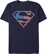 SUPERMAN Men's Superman Stars and Stripes S Shield Graphic T-Shirt