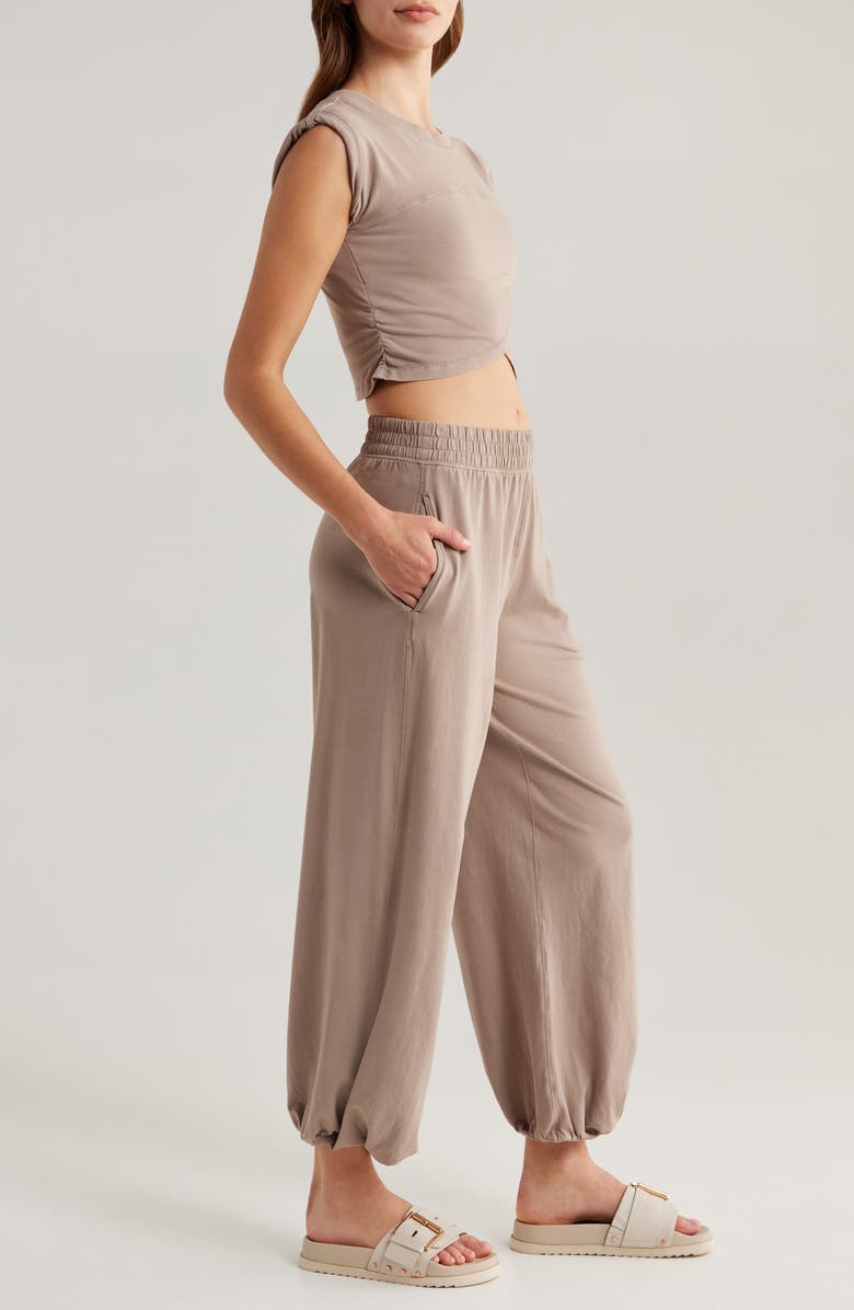 Free People FP Movement Golden Hour Crop T-Shirt & Joggers Set, Alternate, color, Pumice