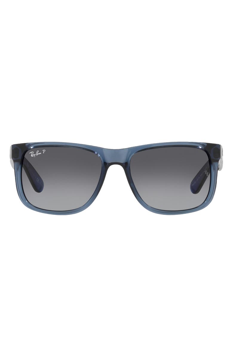 Ray-Ban Justin 51mm Polarized Square Sunglasses, Main, color, Transparent Blue / Grey