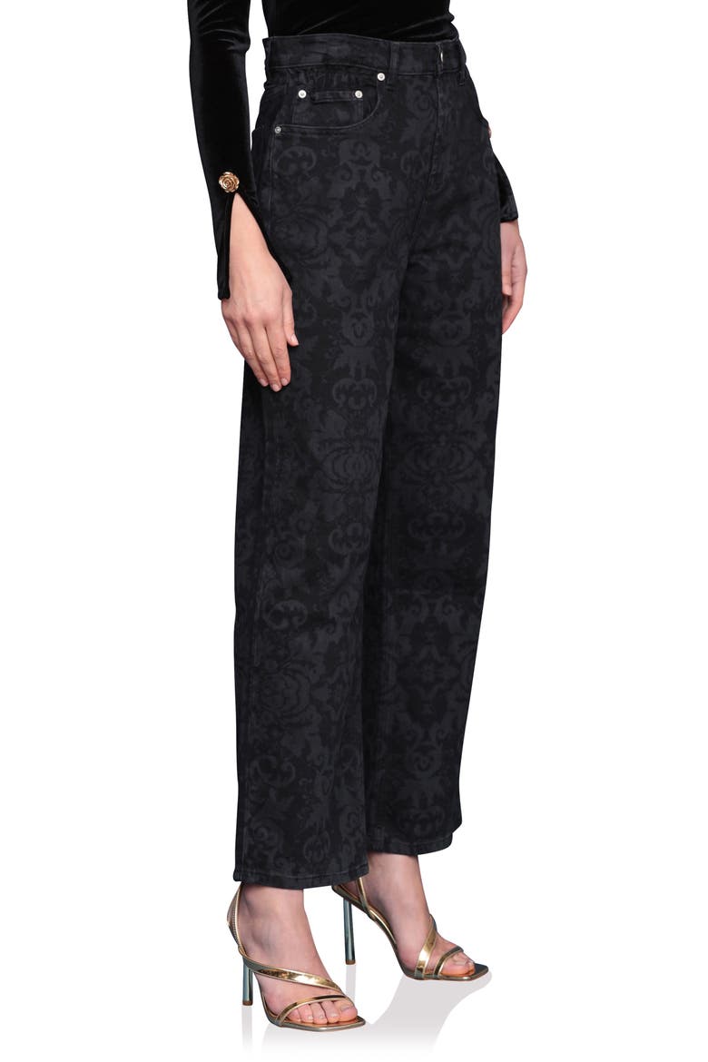 Printed Cinch High Waist Wide Leg Jeans, Alternate, color, VENETIAN PAISLEY