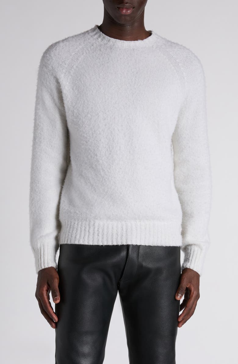 TOM FORD Scottish Teasel Cashmere Crewneck Sweater, Main, color, Aw003 Chalk