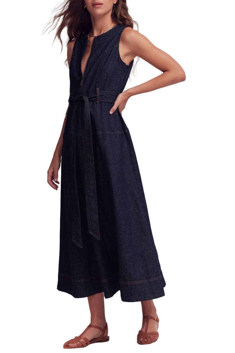 Sleeveless Zip Denim Dress, Main, color, INDIGO WASH