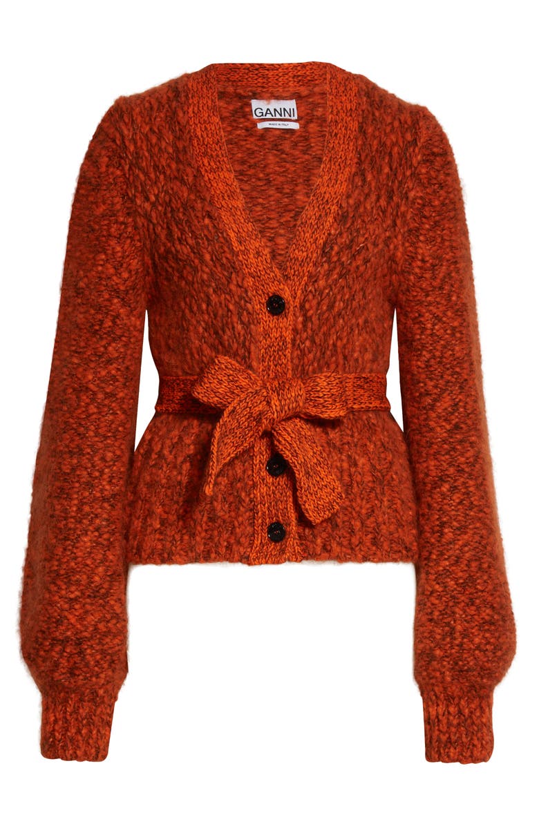 Ganni Chunky Mouline Alpaca & Mohair Belted Cardigan, Alternate, color, 