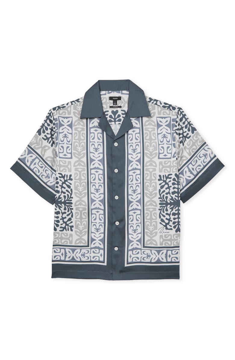 Reiss Momoa Satin Camp Shirt, Alternate, color, Airforce Blue