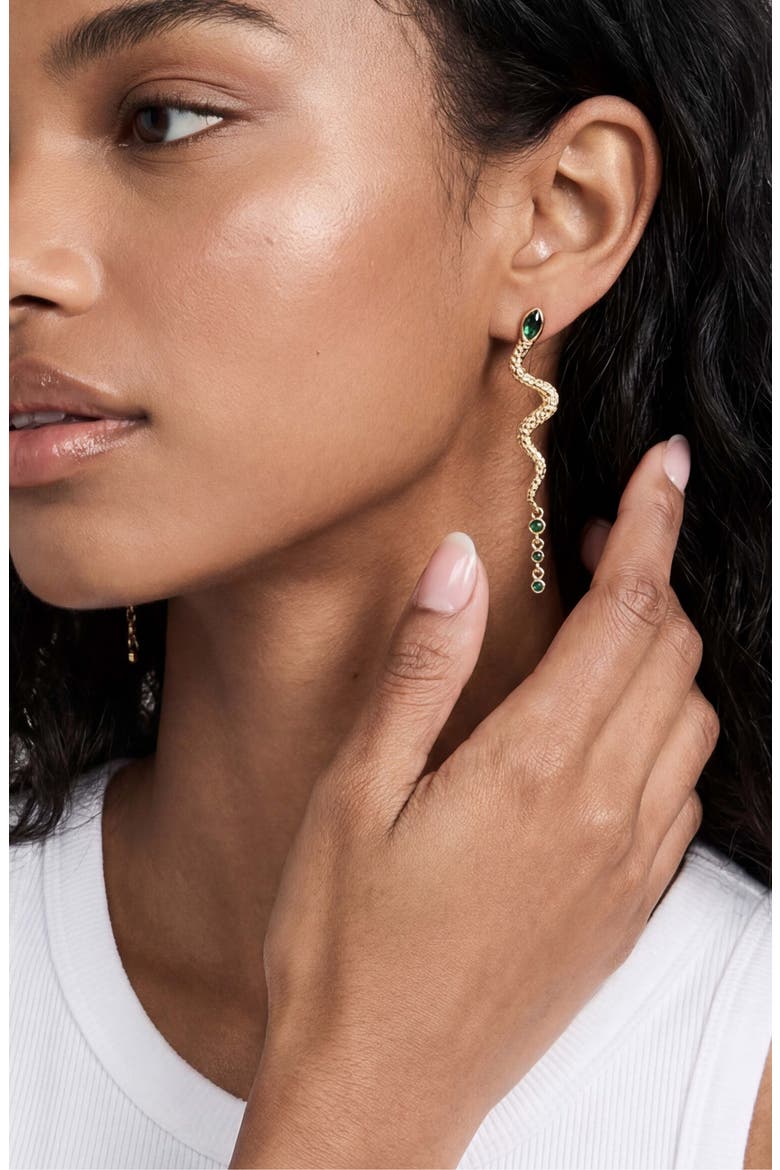 Serpentina Linear Earrings, Alternate, color, GREEN