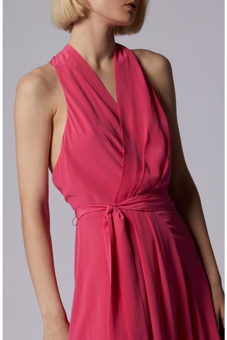 Alejandra Halter Silk Maxi Dress, Alternate, color, RASPBERRY SORBET