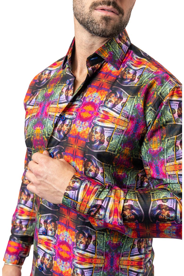 Fibonacci Benjamin 68 Cotton Button-Up Shirt, Alternate, color, ORANGE