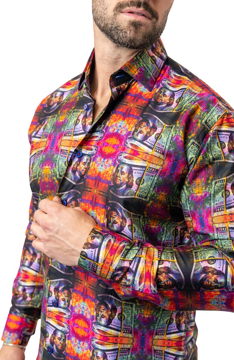 Maceoo Fibonacci Benjamin 68 Cotton Button-Up Shirt, Alternate, color, Orange