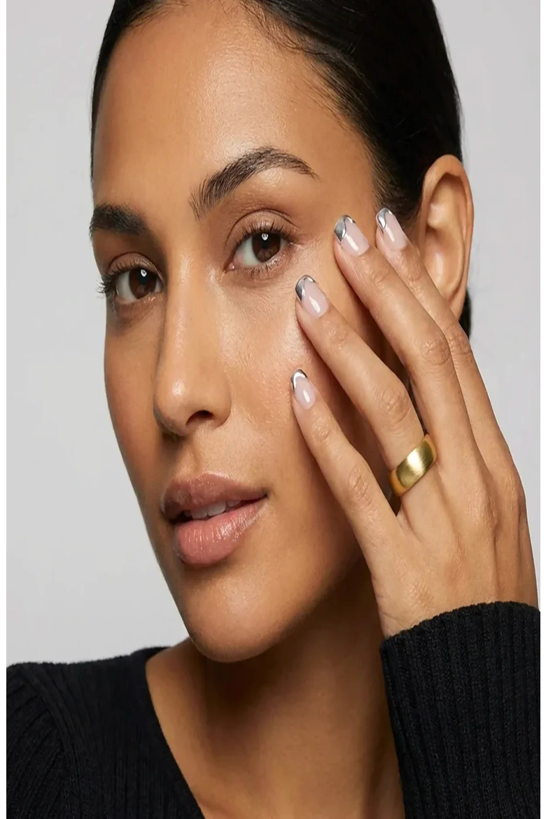Chrome Edge Square Press-On Nails, Alternate, color, Chrome Edge