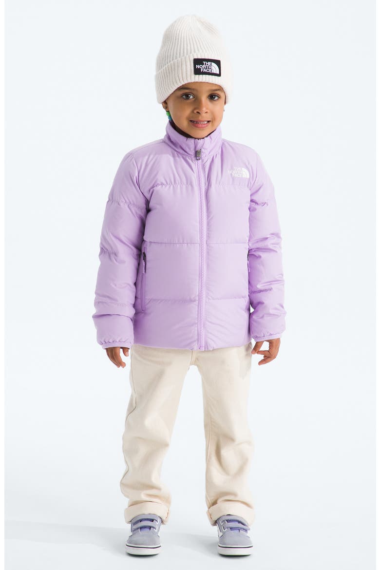 Kids' Triclimate® 600 Fill Power Down Reversible Waterproof Hooded Jacket, Alternate, color, LITE LILAC