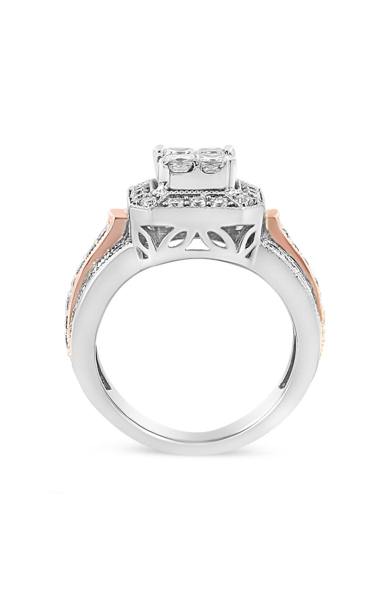Haus of Brilliance 14K White and Rose Gold 1 1/8 Cttw Diamond Art Deco Style Triple Shank Cocktail Ring, Alternate, color, White