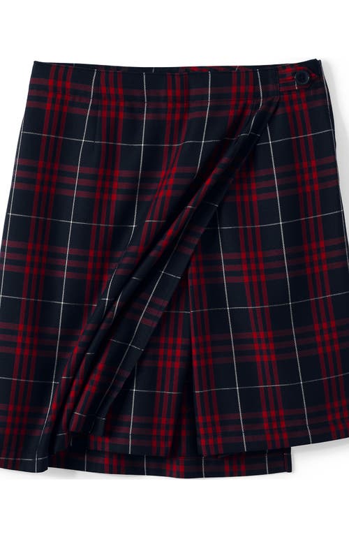 Lands' End School Uniform Plaid A Line Tab Skort Top Of Knee In Multi