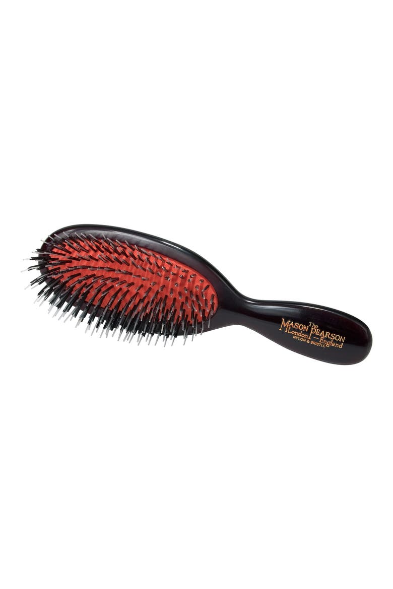 Pocket Mixture Nylon & Boar Bristle Brush for Short Coarse to Normal Hair, Main, color, BLACK