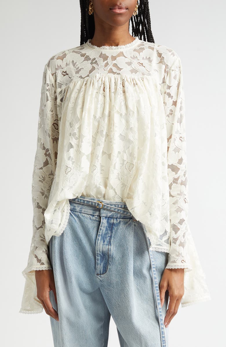 Zimmermann Gathered Lace Top, Main, color, 