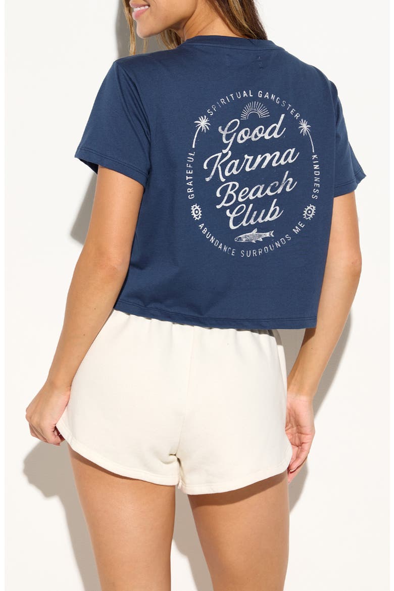 Beach Club Crop Graphic Cotton T-Shirt, Alternate, color, INDIGO