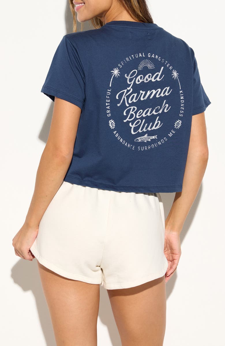 Spiritual Gangster Beach Club Crop Graphic Cotton T-Shirt, Alternate, color, Indigo