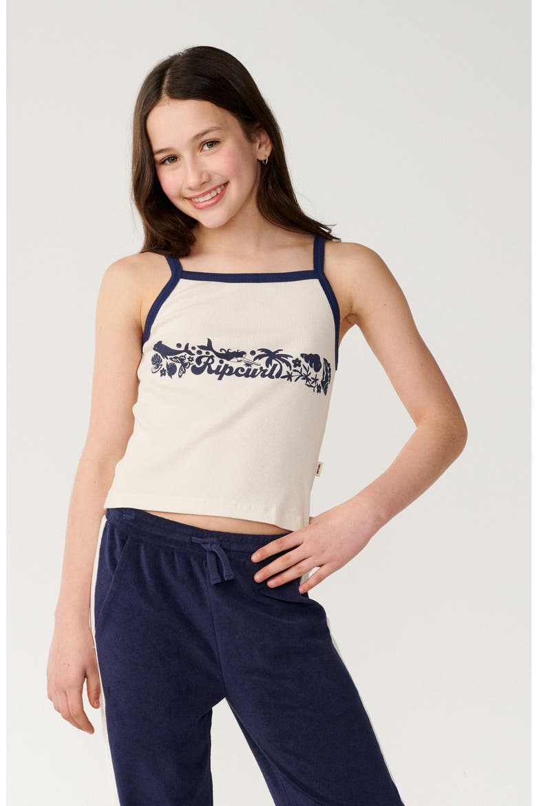 Kids' Costa Del Sol Graphic Cotton Tank, Main, color, BONE