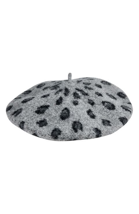 Animal Print Wool Beret