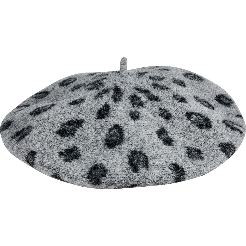 San Diego Hat Animal Print Wool Beret In Gray