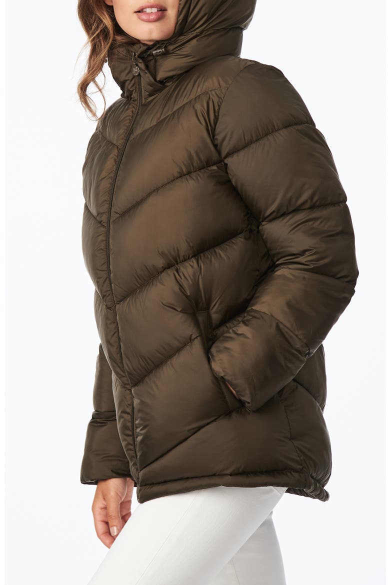 Chevron Quilted Water Resistant Puffer Coat, Alternate, color, DRIED BASIL
