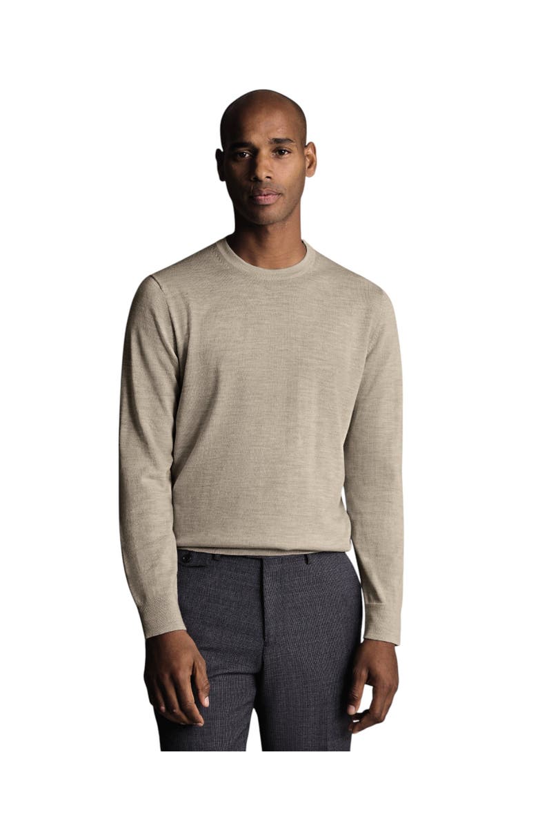 Charles Tyrwhitt Pure Merino Crew Neck Sweater, Main, color, Limestone