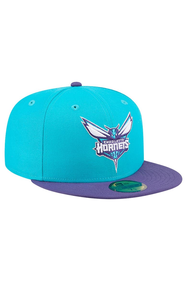 Men's New Era Teal Charlotte Hornets Two-Tone 59FIFTY Fitted Hat, Alternate, color, Teal