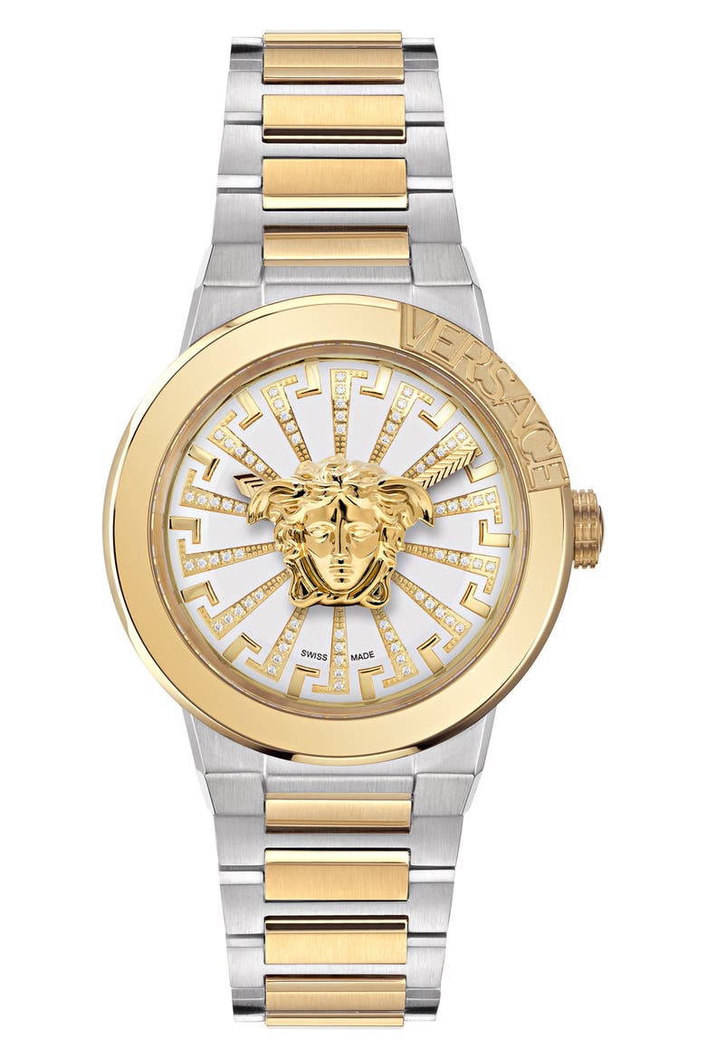 Medusa Infinite Diamond Bracelet Watch, 38mm, Main, color, TWO TONE