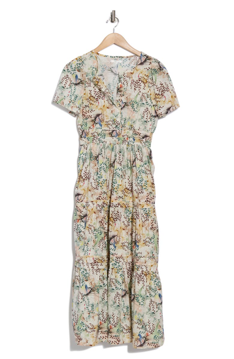 STITCHDROP Tempe Print Short Sleeve Cotton Tiered Midi Dress, Alternate, color,