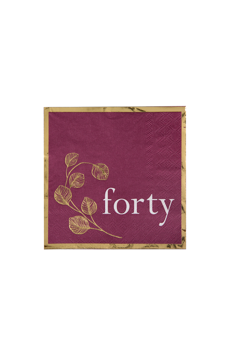 Jollity & Co 40th Birthday or Anniversary Cocktail Napkins, Main, color, Mauve