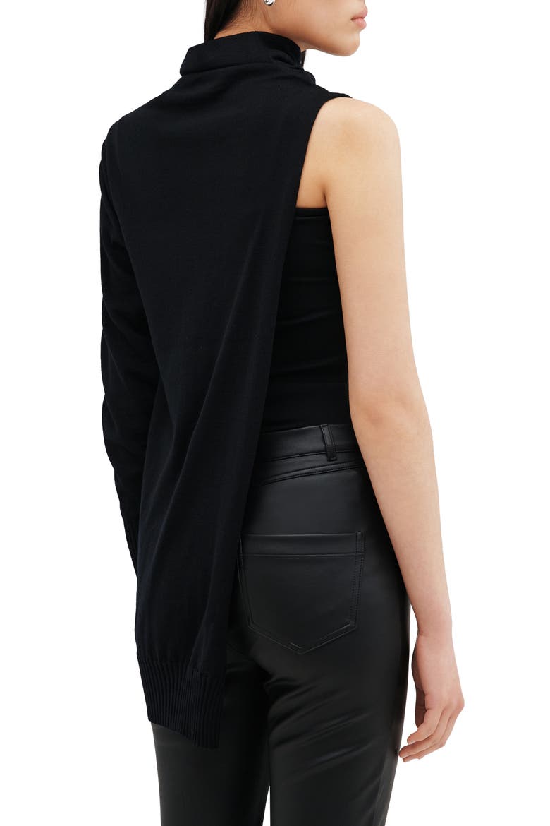Berlin One Sleeve Turtleneck Top, Alternate, color, BLACK