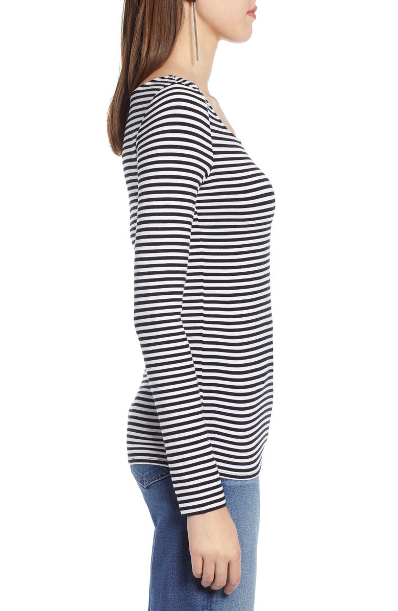 Halogen<sup>®</sup> Ballet Neck Tee, Alternate, color, Black- White Stripe