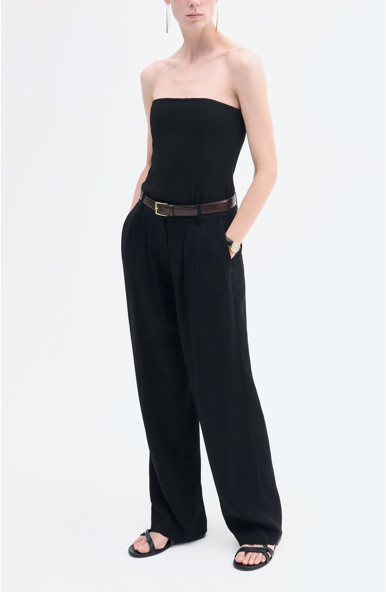 CO Strapless Bustier Top in Crepe, Main, color, Black