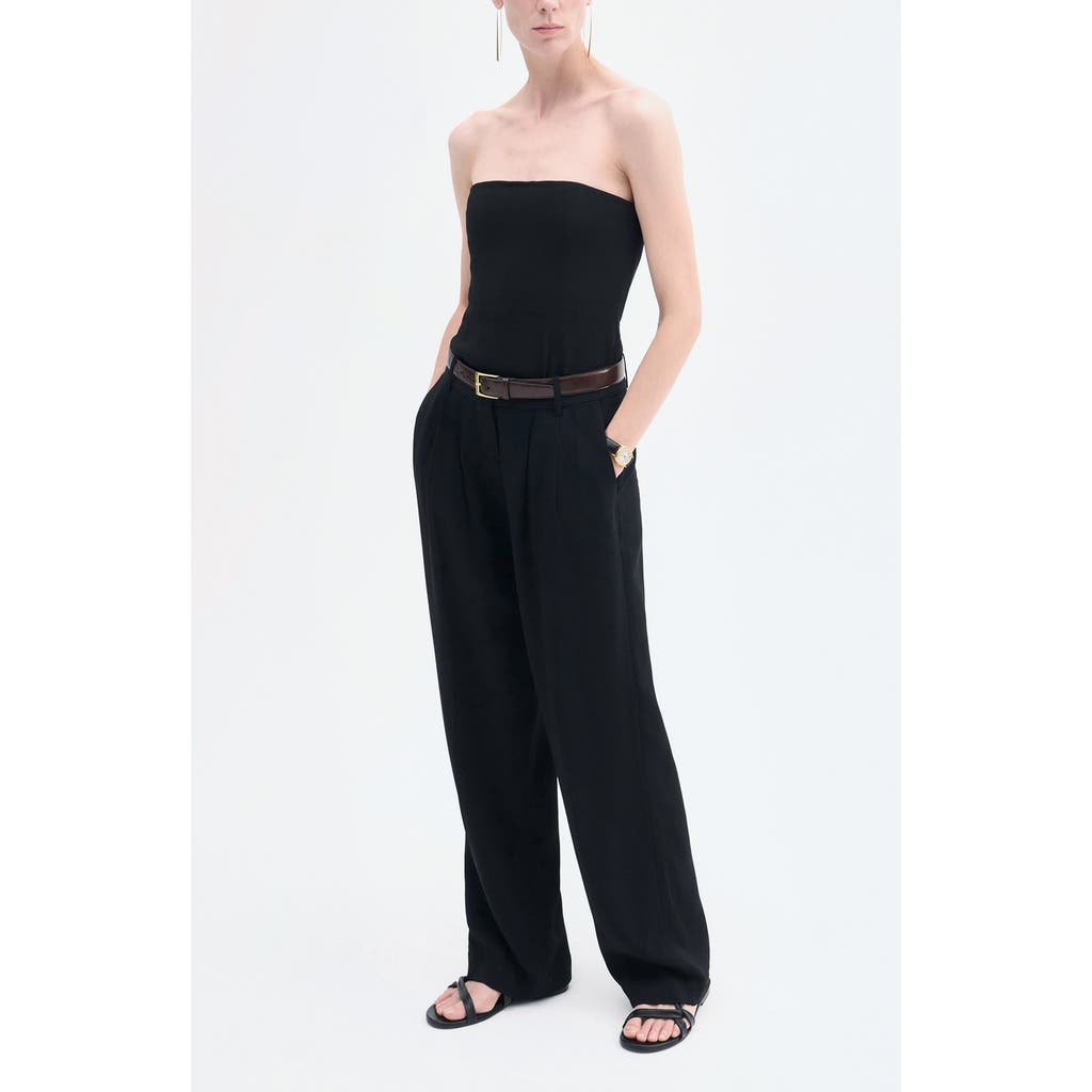 CO Strapless Bustier Top in Crepe in Black at Nordstrom, Size Medium