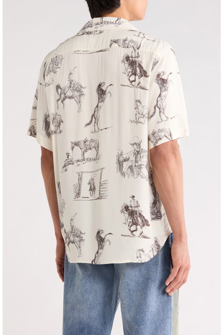 Charcoal Montage Cotton Camp Shirt, Alternate, color, BONE
