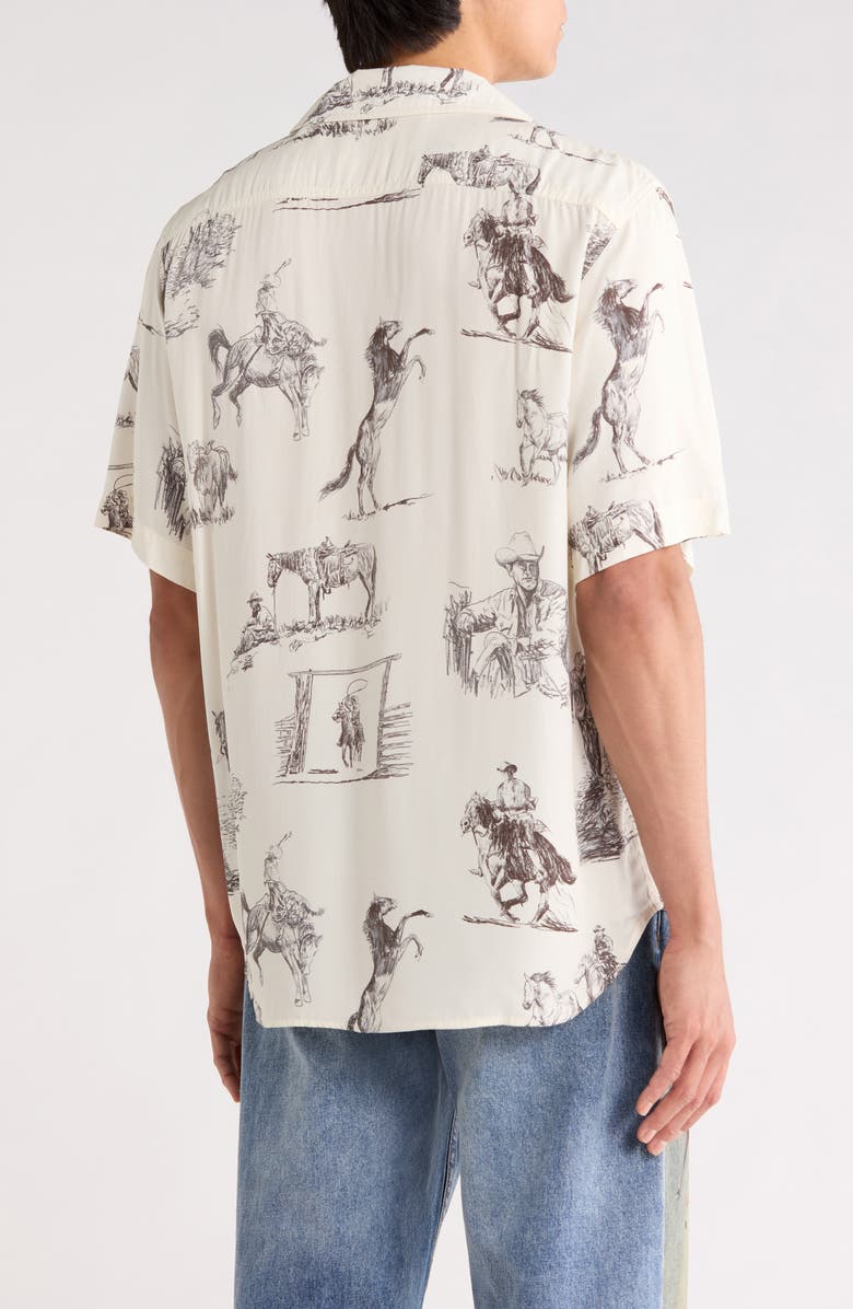 ONE OF THESE DAYS Charcoal Montage Cotton Camp Shirt, Alternate, color, Bone