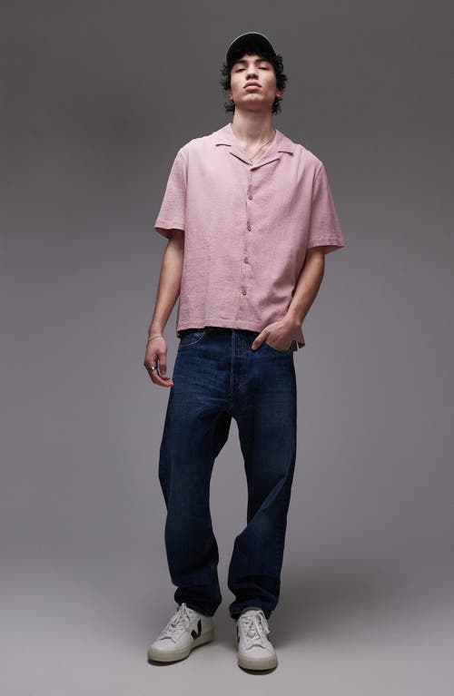 Topman Short Sleeve Crinkle Shirt In Pink