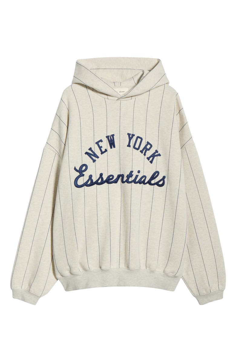 Fear of God Essentials x MLB Mets Sport Cotton Blend Graphic Hoodie, Main, color, Oatmeal Heather/ Pinstripes